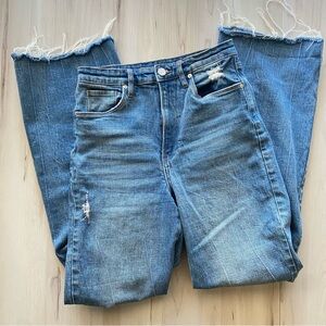 Blank NYC Great Jones Distressed Raw Hem Ripped Baggy Straight High Rise Jeans